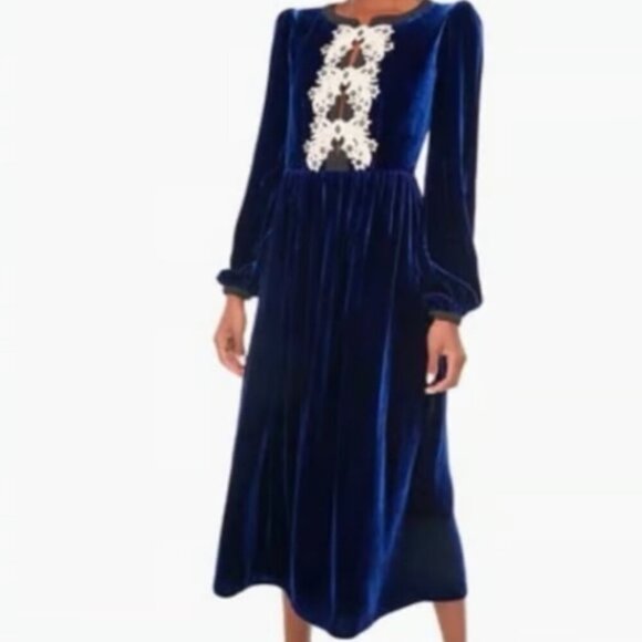 Saloni velvet Dress US 8 UK 12 - Picture 1 of 3